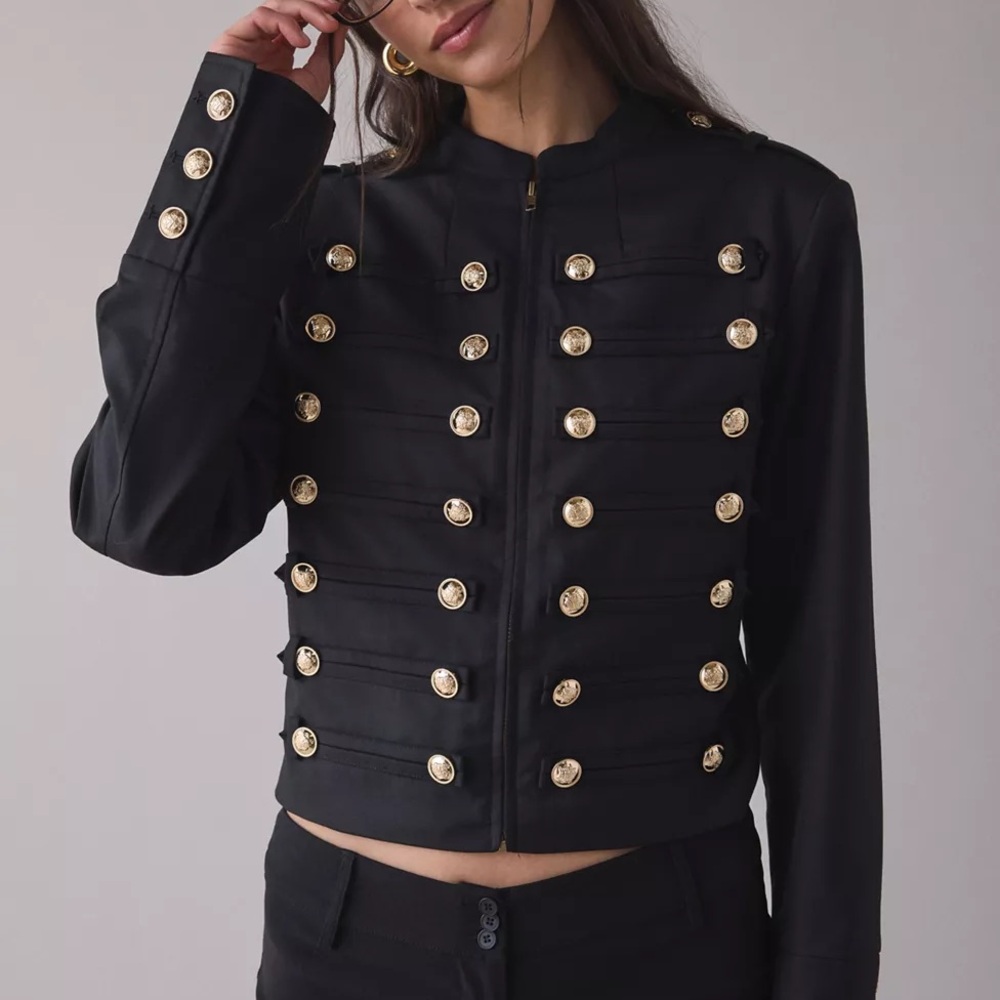 Lioness Black Military Jacket with Gold Buttons